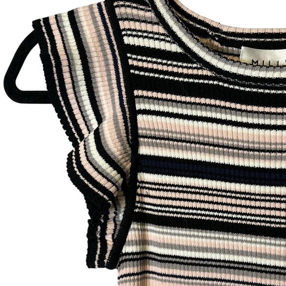 Milly Micro Stripe Mini Mermaid Ribbed Stretch Knit Midi Dress Bodycon NWT Small - Picture 5 of 13